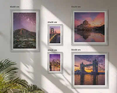 Tableau de décoration murale paysage de ville de montagne la nuit