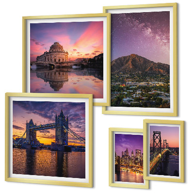 Tableau de décoration murale Paysages de villes de montagne la nuit