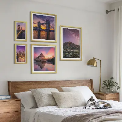 Tableau de décoration murale paysage de ville de montagne la nuit