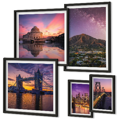 Tableau de décoration murale Paysages de villes de montagne la nuit
