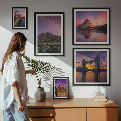 Tableau de décoration murale Paysages de villes de montagne la nuit