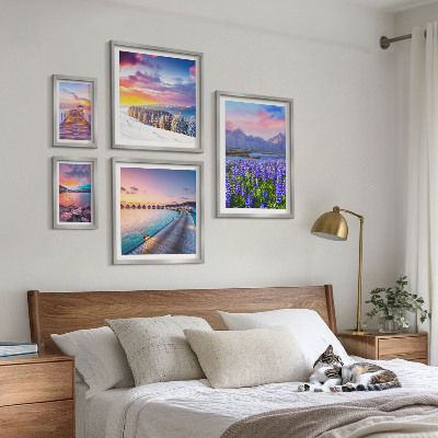 Ensemble de 5 tableaux Paysages, nature, montagnes, vues