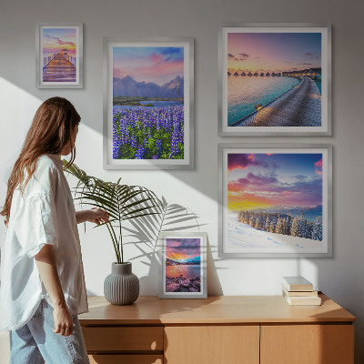 Ensemble de 5 tableaux Paysages, nature, montagnes, vues