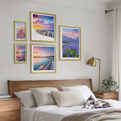 Ensemble de 5 tableaux Paysages, nature, montagnes, vues
