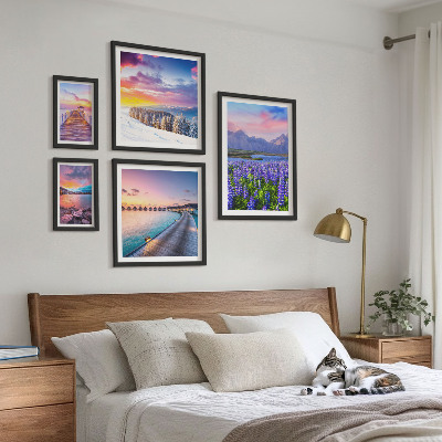 Ensemble de 5 tableaux Paysages, nature, montagnes, vues