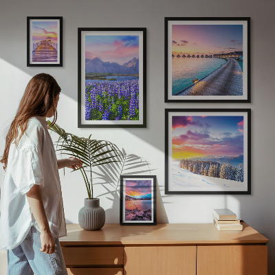 Ensemble de 5 tableaux Paysages, nature, montagnes, vues