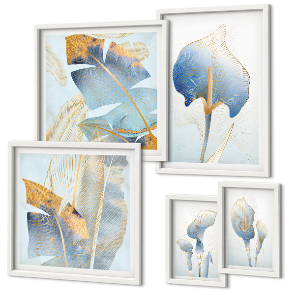 Lot de tableaux encadrés Fleurs élégantes nature délicate