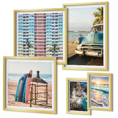Ensemble de 5 tableaux Paysages de plage élégants