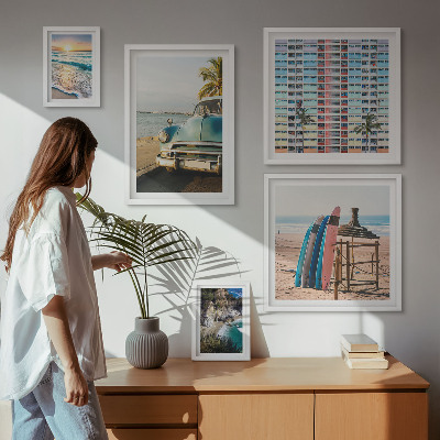 Ensemble de 5 tableaux Paysages de plage élégants
