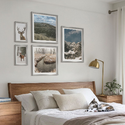 Ensemble de 5 tableaux Nature sauvage montagnes majestueuses
