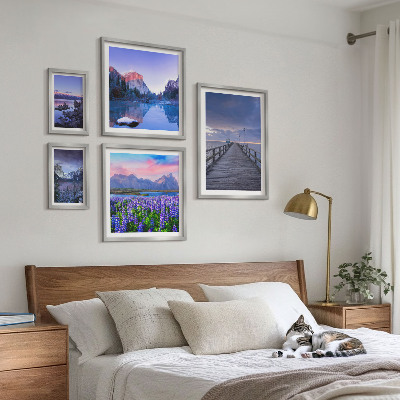 Lot de tableaux encadrés Paysages de montagne et de bord de mer