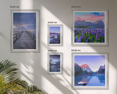 Lot de tableaux encadrés Paysages de montagne et de bord de mer