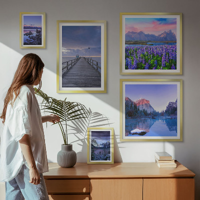 Lot de tableaux encadrés Paysages de montagne et de bord de mer