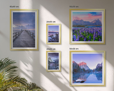Lot de tableaux encadrés Paysages de montagne et de bord de mer