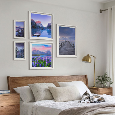 Lot de tableaux encadrés Paysages de montagne et de bord de mer