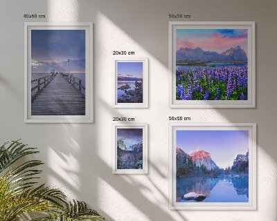 Lot de tableaux encadrés Paysages de montagne et de bord de mer