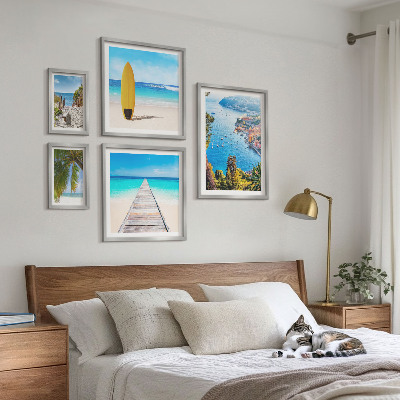 Ensemble de 5 tableaux Paysages et plages du bord de mer