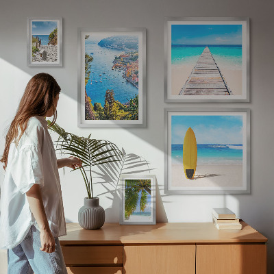 Ensemble de 5 tableaux Paysages et plages du bord de mer