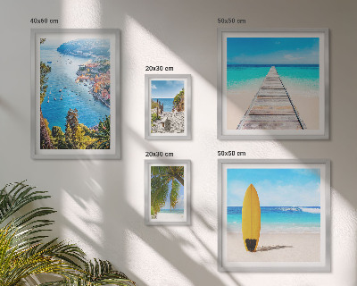 Ensemble de 5 tableaux Paysages et plages du bord de mer