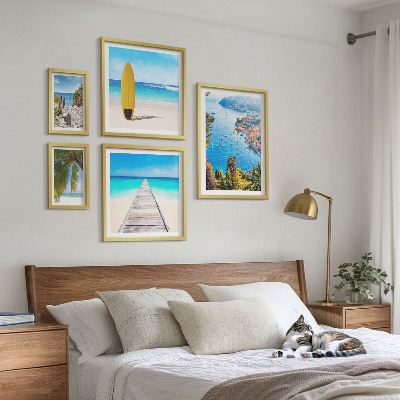 Ensemble de 5 tableaux Paysages et plages du bord de mer