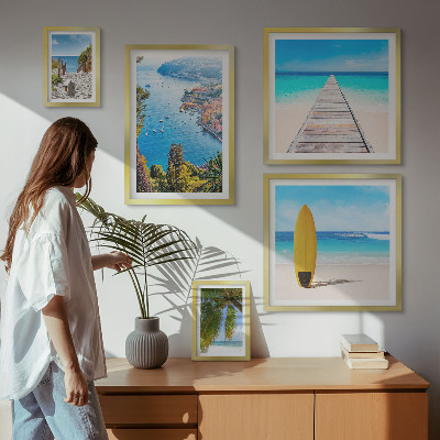 Ensemble de 5 tableaux Paysages et plages du bord de mer