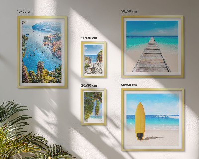 Ensemble de 5 tableaux Paysages et plages du bord de mer