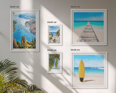 Ensemble de 5 tableaux Paysages et plages du bord de mer