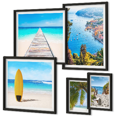 Ensemble de 5 tableaux Paysages et plages du bord de mer