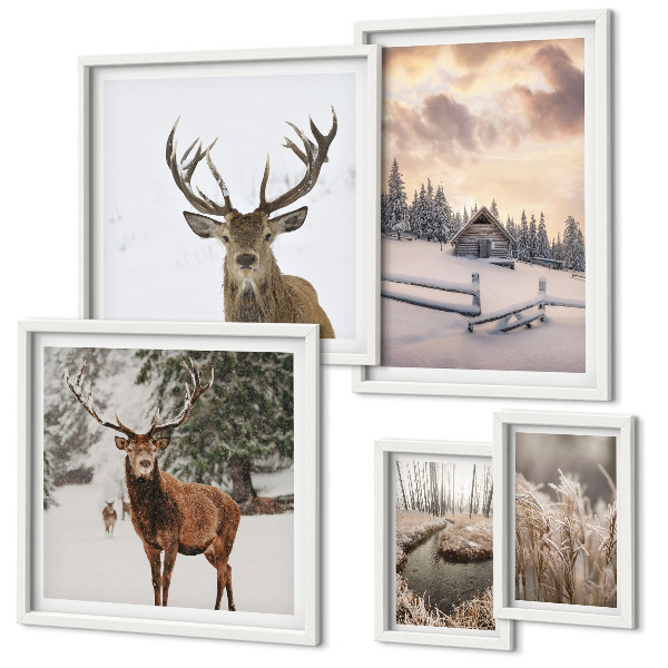 Tableau de décoration murale Paysages d'hiver avec des cerfs