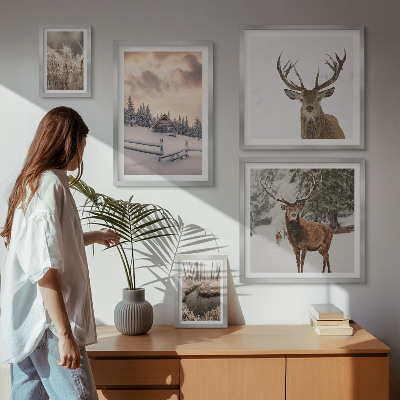 Tableau de décoration murale Paysages d'hiver avec des cerfs