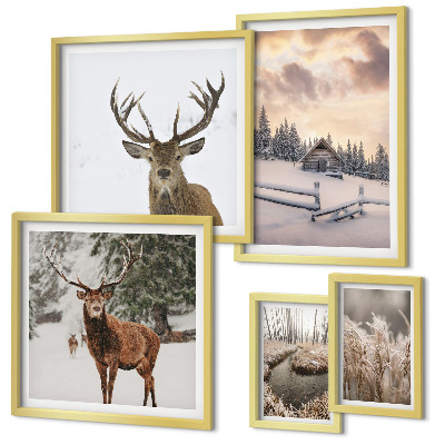 Tableau de décoration murale Paysages d'hiver avec des cerfs