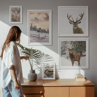 Tableau de décoration murale Paysages d'hiver avec des cerfs