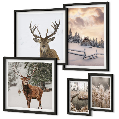 Tableau de décoration murale Paysages d'hiver avec des cerfs