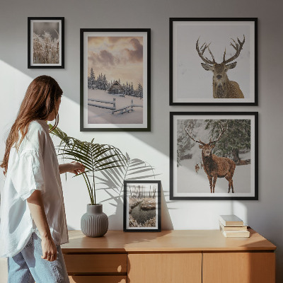 Tableau de décoration murale Paysages d'hiver avec des cerfs