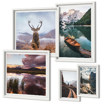 Lot de tableaux encadrés Paysages montagnes lacs nature