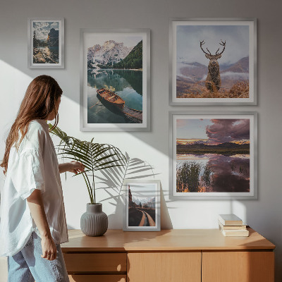 Lot de tableaux encadrés Paysages montagnes lacs nature