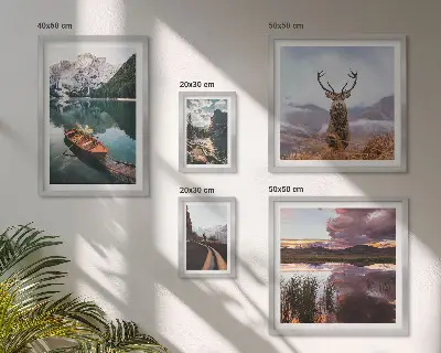 Lot de tableaux encadrés motifs de paysages de montagnes, lacs et nature