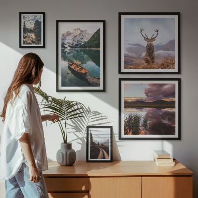 Lot de tableaux encadrés Paysages montagnes lacs nature