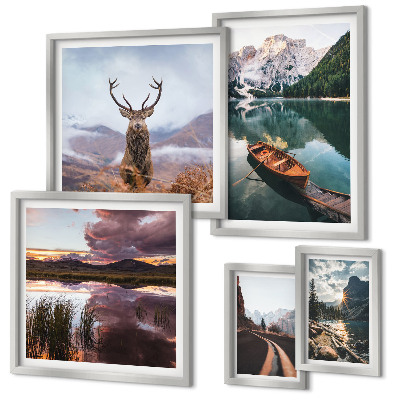 Lot de tableaux encadrés Paysages montagnes lacs nature