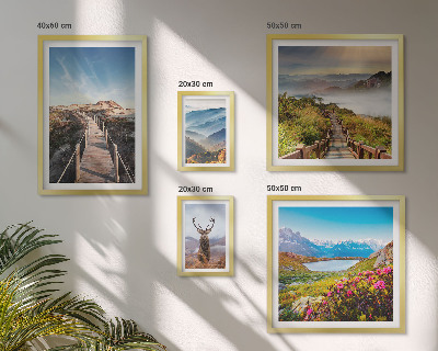 Ensemble de 5 tableaux Paysages de montagnes et de forêts sauvages