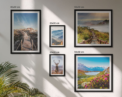 Ensemble de 5 tableaux Paysages de montagnes et de forêts sauvages