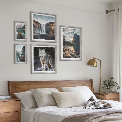 Ensemble de 5 tableaux Paysages de la nature et de la faune