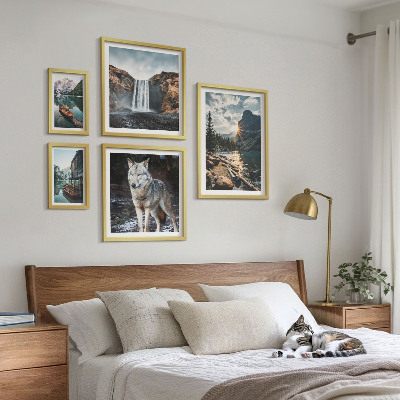 Ensemble de 5 tableaux Paysages de la nature et de la faune