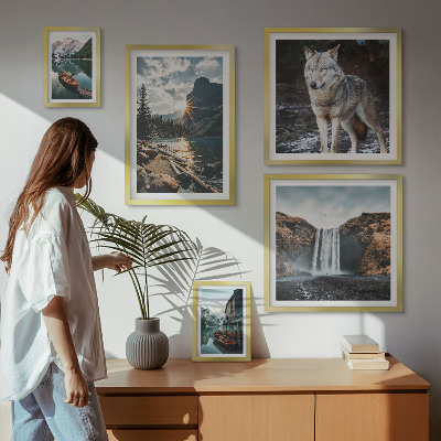Ensemble de 5 tableaux Paysages de la nature et de la faune