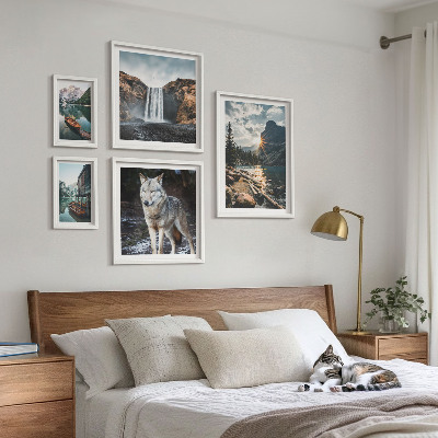 Ensemble de 5 tableaux Paysages de la nature et de la faune