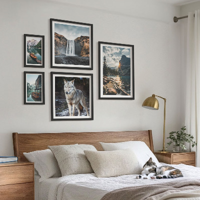 Ensemble de 5 tableaux Paysages de la nature et de la faune