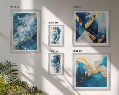 Tableau de décoration murale compositions abstraites bleues