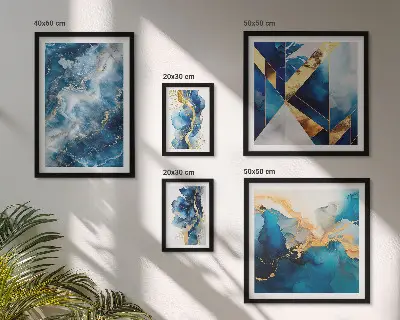 Tableau de décoration murale compositions abstraites bleues