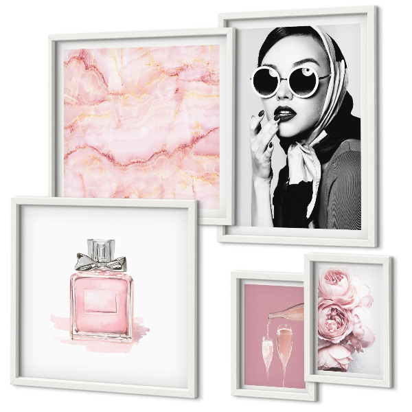 Lot de tableaux encadrés Des touches élégantes de rose