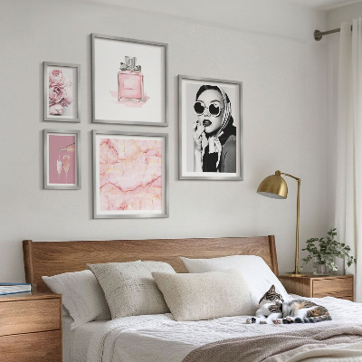 Lot de tableaux encadrés Des touches élégantes de rose